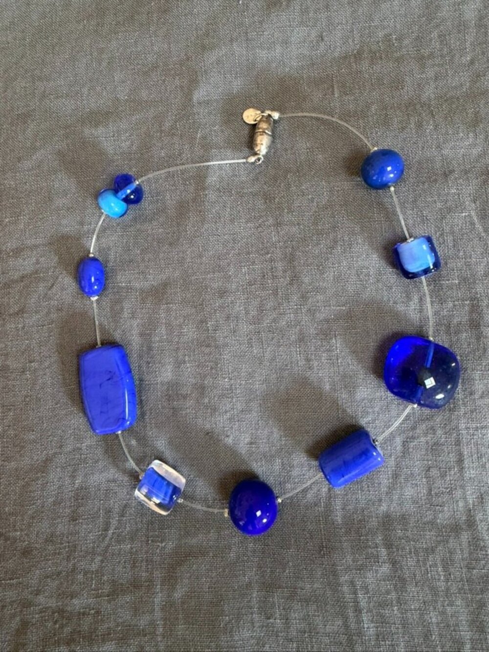 Marina & Susanna Sent Murano Glass Floating Bead Necklace Cobalt Blue